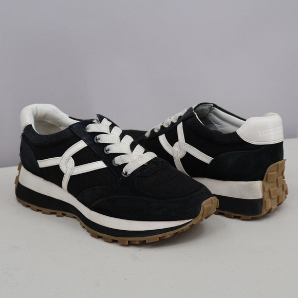 Veronica Beard Shoes - Veronica Beard Dash Sneaker Women 7 Black White Suede Canvas Platform Streetwear